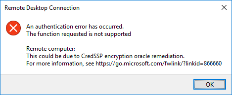 CredSSP_authentication_error_after_installing_May_8_2018_patch_Windows_10.png