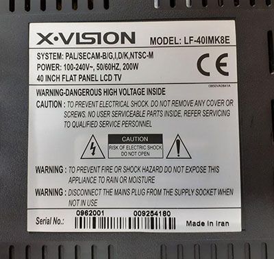 تلویزیون | ایکس ویژن | شماتیک | نقشه | LF-40IMK8E